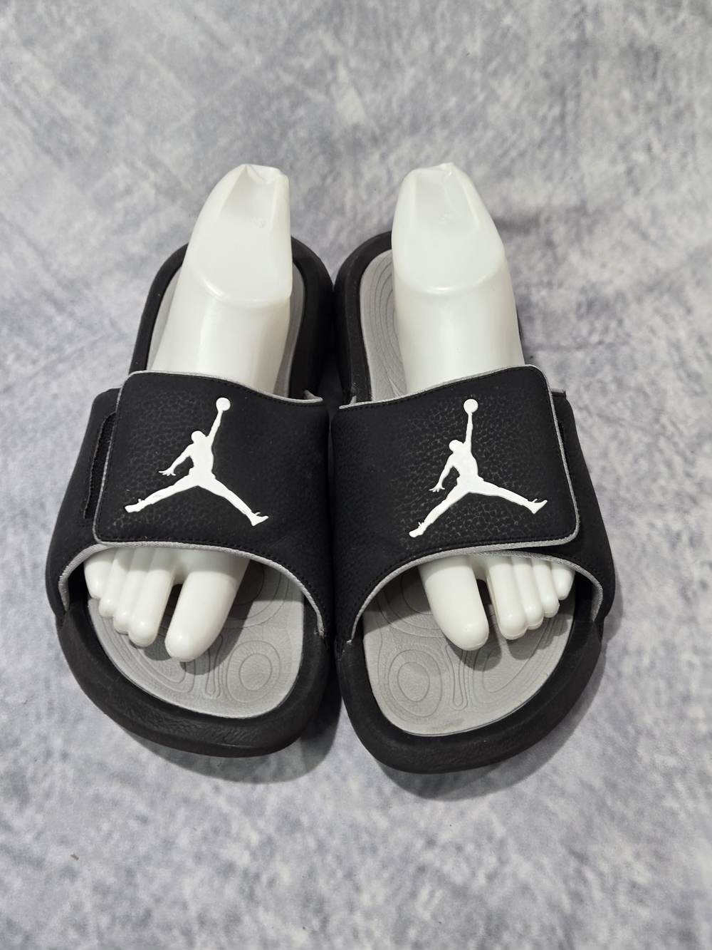 Nike Jordan Hydro 6 slides in a black, white
